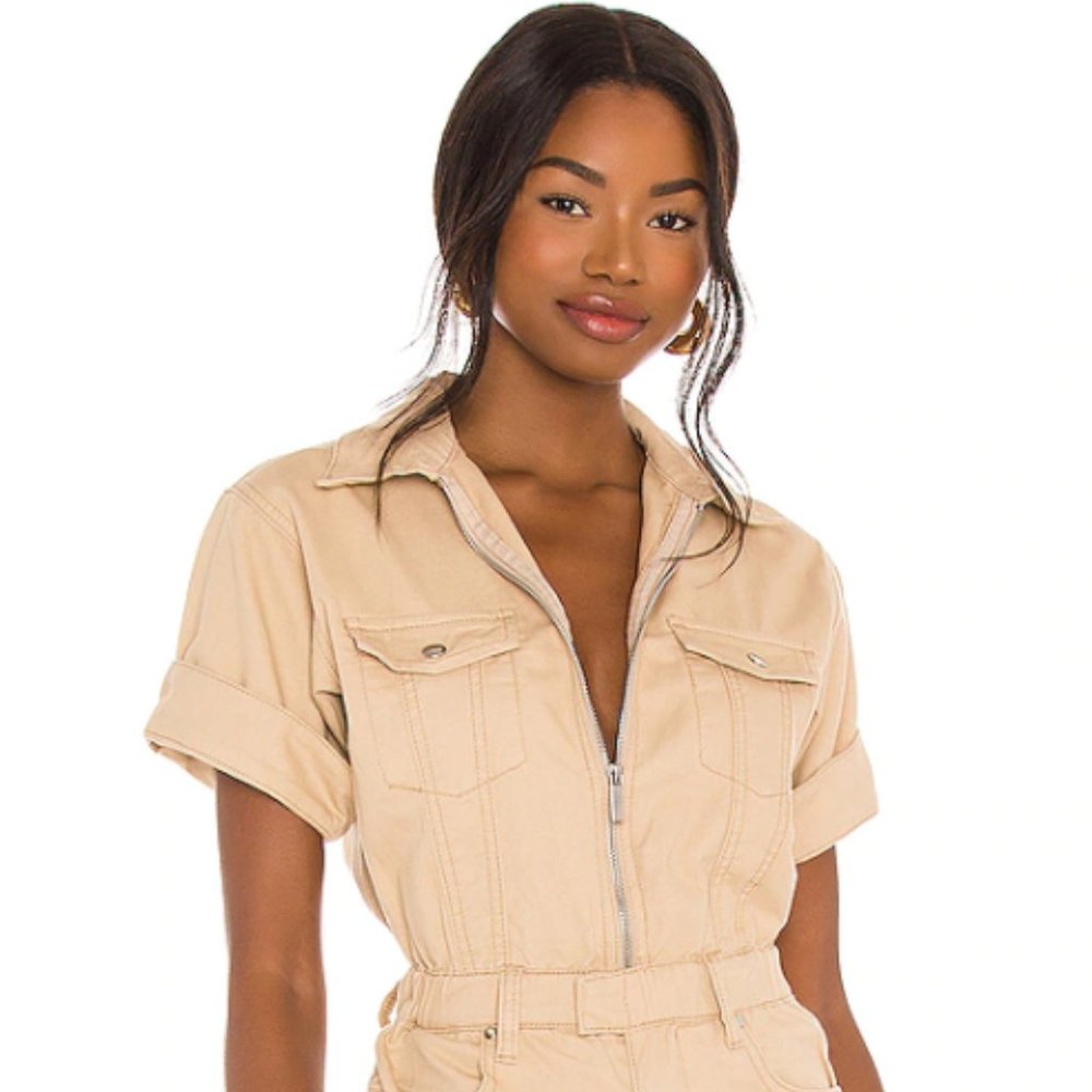 WeWoreWhat Flight Suit denim Jumpsuit in Khaki